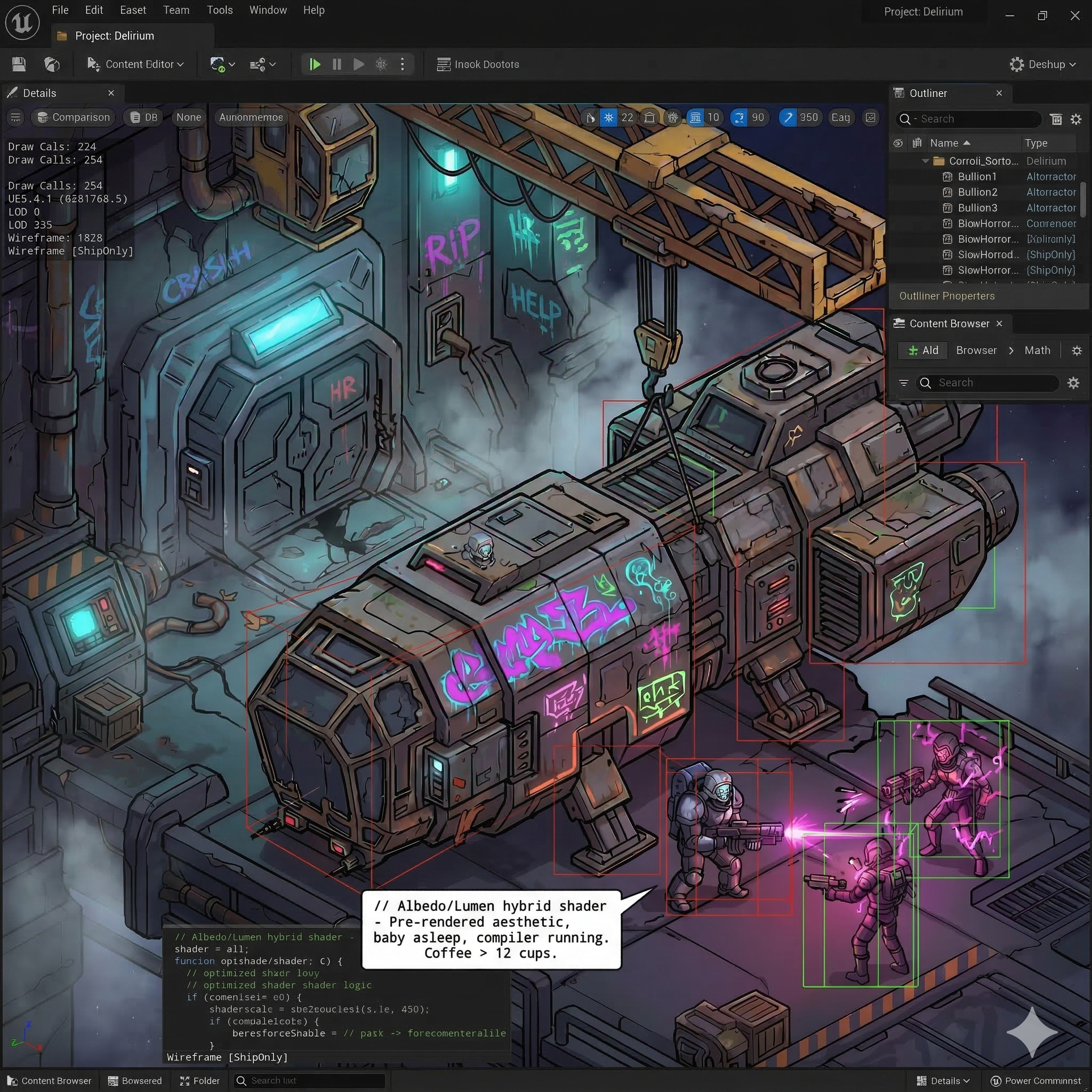 Screenshot of Unreal Engine 5 editor with isometric scene